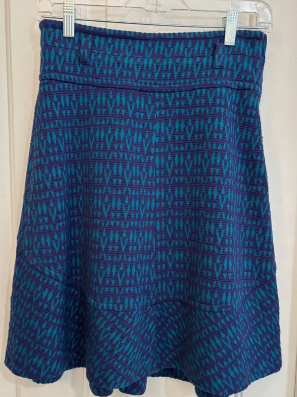 Missoni M Purple & Teal Geometric Knit A-Line Skirt Size 28" Waist Italy
